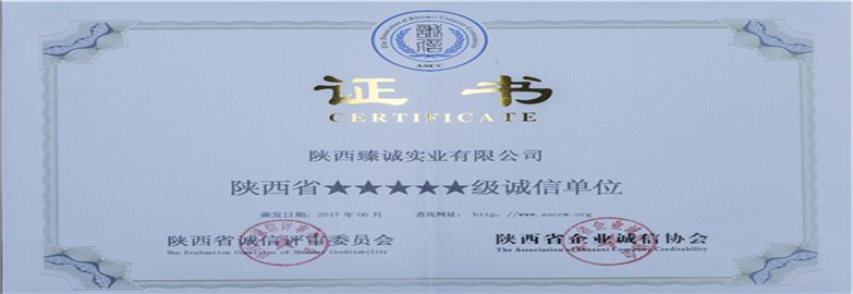 陕西省五星级诚信单位/陕西省行业最具影响力企业
